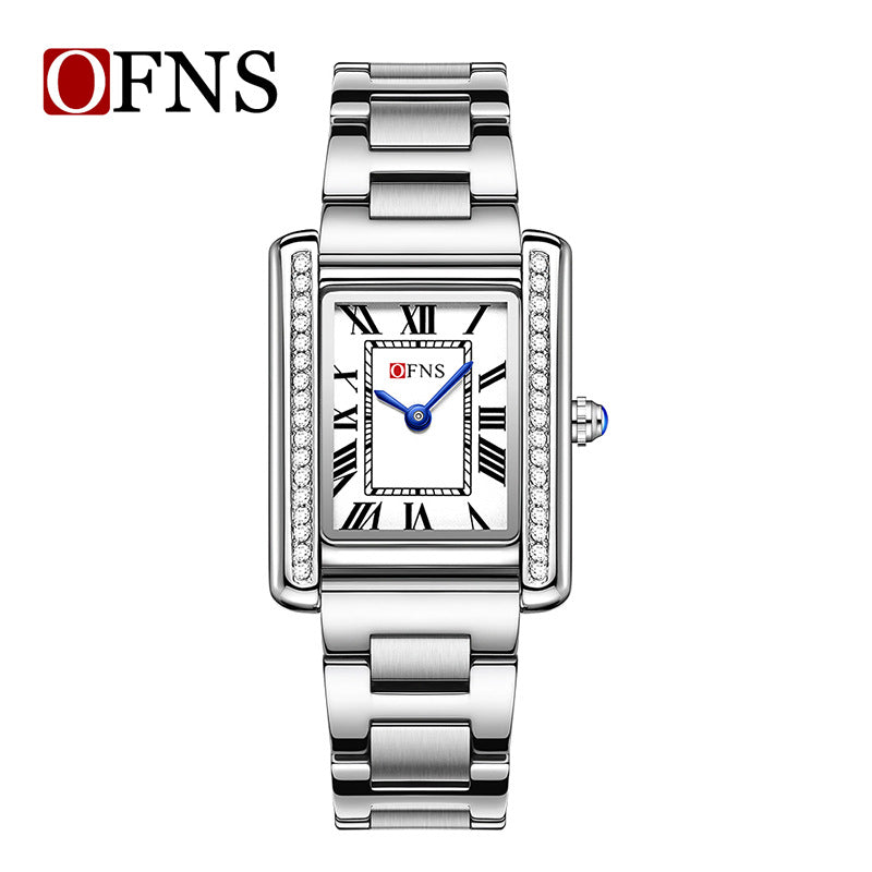 SANDA Fashion Square Roman Numerals Couple Quartz Watch Waterproof Wristwatch for Men and Women