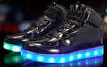 Fashion Cheap Black White Colors Unisex USB Charge Light High Top Flat LED Shoes for Adults