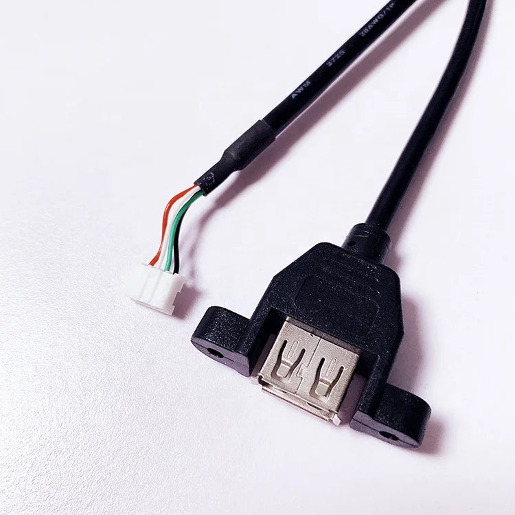 Panel Mount USB Female with Screw to JST 2.0MM Header Wire Harness Usb Cable