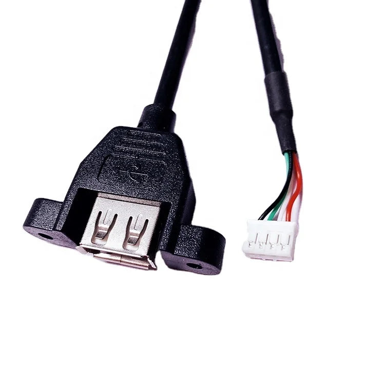 Panel Mount USB Female with Screw to JST 2.0MM Header Wire Harness Usb Cable