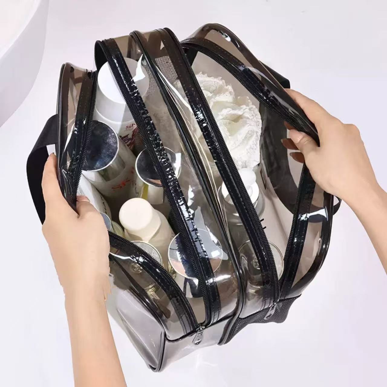 PVC Dry and Wet Separate Toiletry Bag Waterproof Cosmetic Bag Large Capacity Portable Storage Bag Bath Swimming Storage Bag