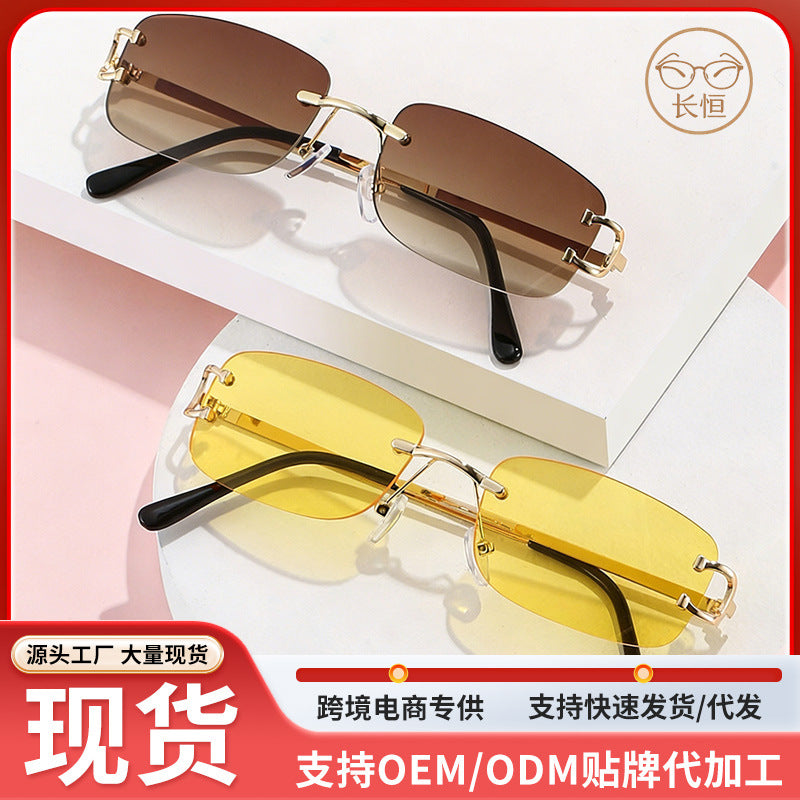 8120 Square Frameless Cut-edge Sunglasses Women's European and American Fashion INS Style Street Tide Sunglasses Personalized Small Glasses